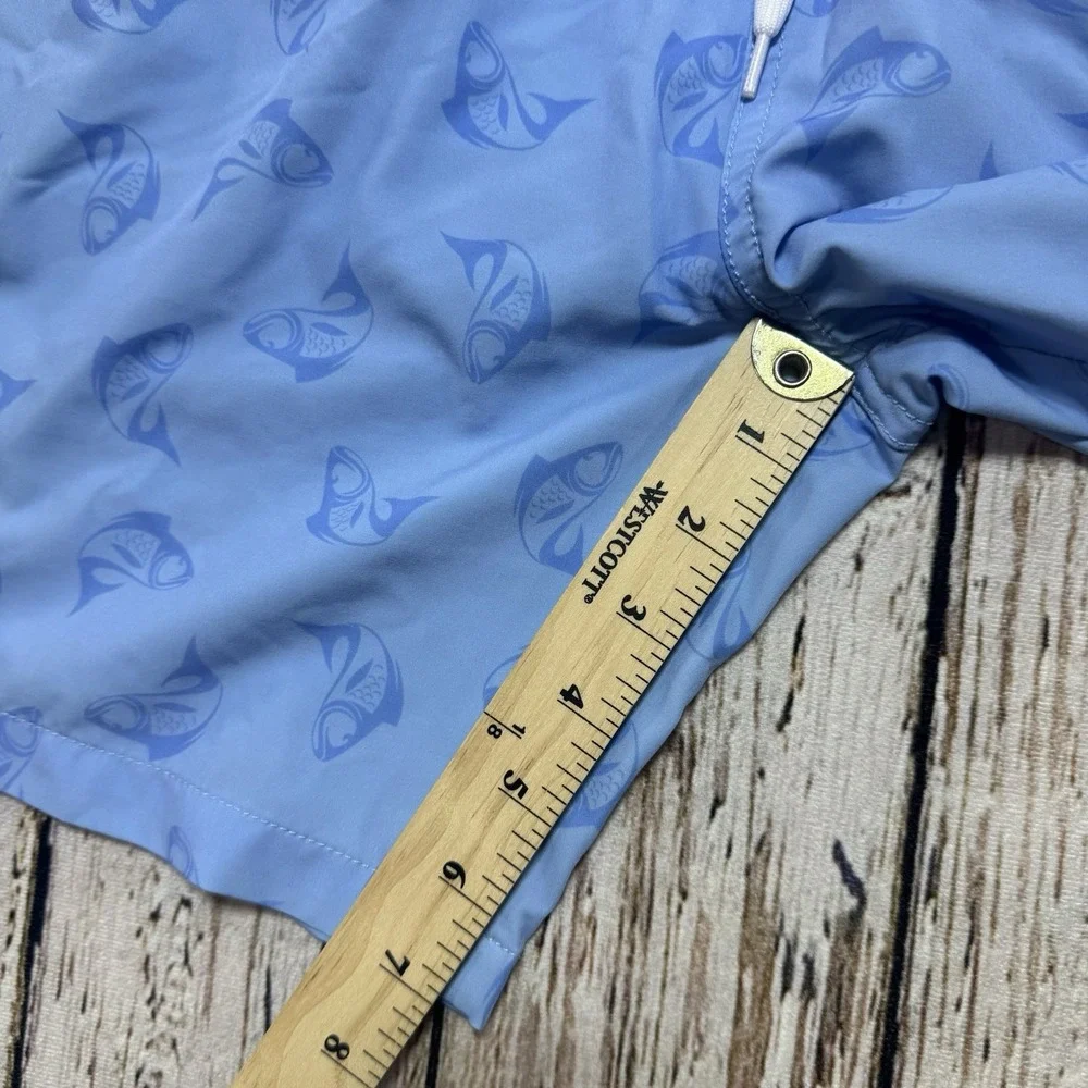 Bear Bottom Men's XXL Lined 7'' Inseam Swim‎ Trunks Shorts Blue Fish Print